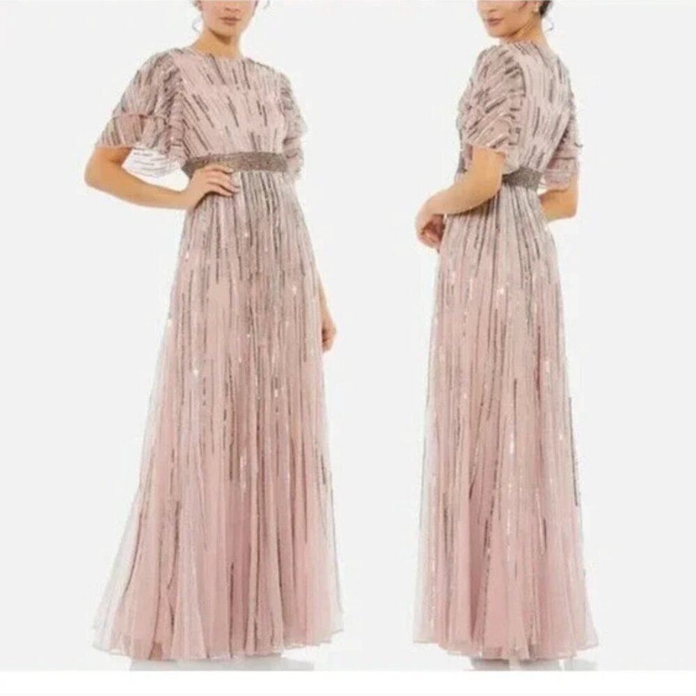 Mac Duggal 93582 Dress Sequin Embellished  Evening Vintage Rose NWT 4